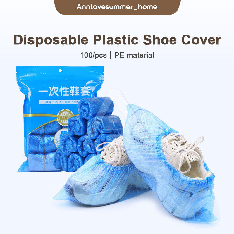 【𝗔𝗦𝗛】100pcs Disposable Plastic Shoe Covers / Waterproof and Rainproof Shoe Cover / Sarung Kasut Plastik Pakai