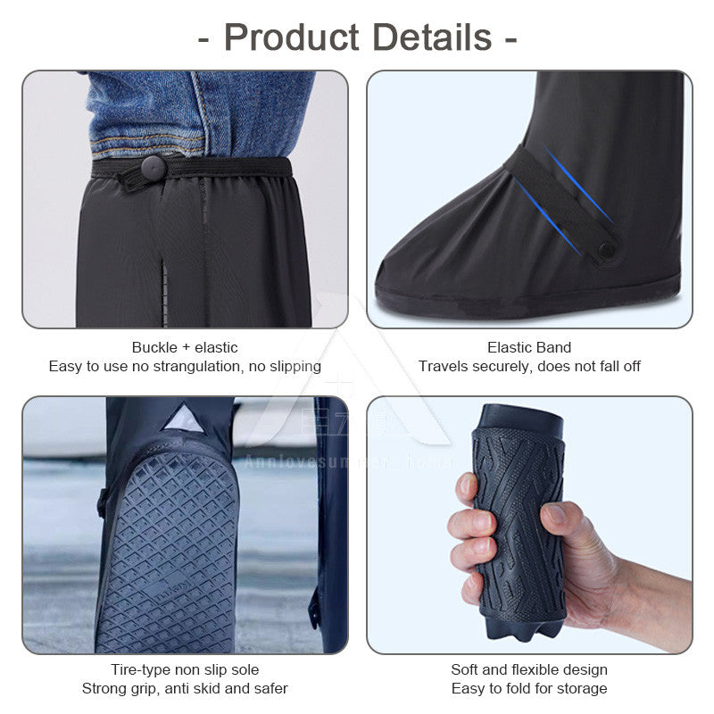 【𝗔𝗦𝗛】Premium Anti-Slip Waterproof Rain Shoe Cover, Rubber Reflective Boot Footwear, No Need Take Off