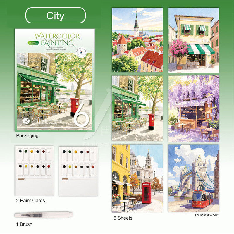 【𝗔𝗦𝗛】Watercolor Painting Book Coloring Comes with Paint Doodle Creative Art Painting Art Colouring Book