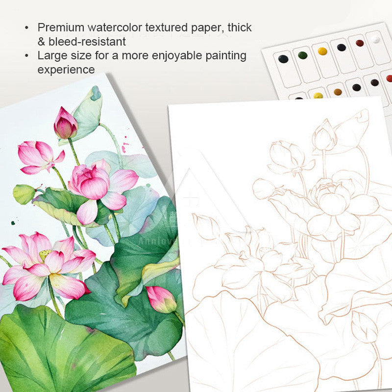 【𝗔𝗦𝗛】Watercolor Painting Book Coloring Comes with Paint Doodle Creative Art Painting Art Colouring Book