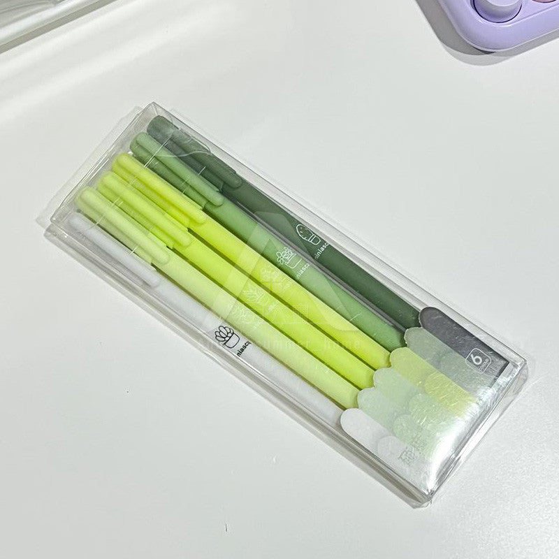 【𝗔𝗦𝗛】6 Pieces Gel Pen Set Morandi Color Black Pen 0.5mm Needle Tip Gel Pens