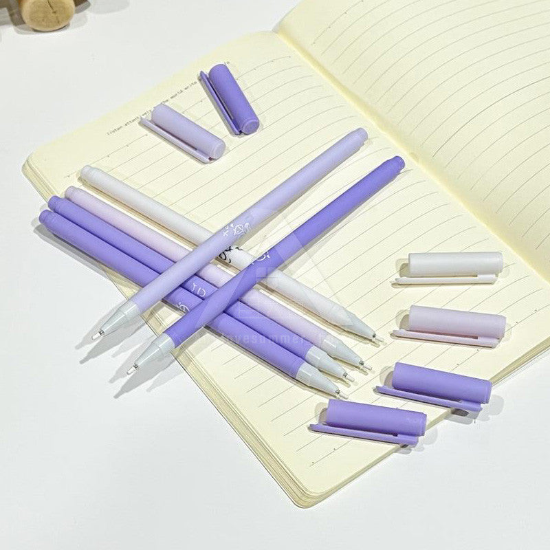 【𝗔𝗦𝗛】6 Pieces Gel Pen Set Morandi Color Black Pen 0.5mm Needle Tip Gel Pens