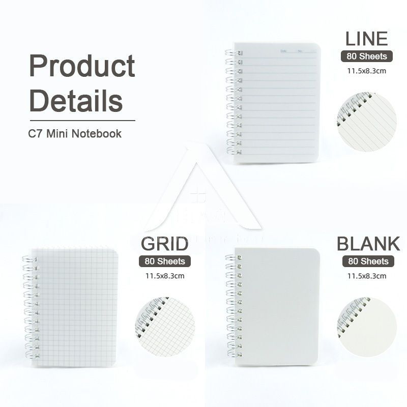 【𝗔𝗦𝗛】Matt Cover Mini Notebook C7 Spiral Wire O Planner Journal Notebook- Line-Blank-Grid C7迷你线圈笔记本