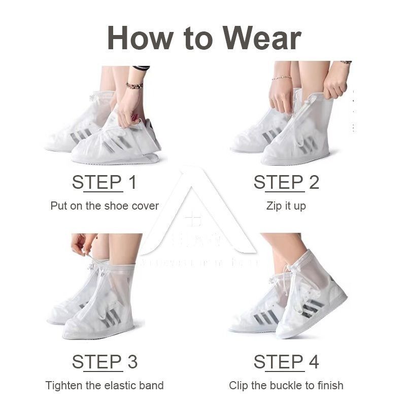 【𝗔𝗦𝗛】Rain Shoe Cover Zipper Anti-Slip Waterproof Reusable Washable Travel Kasut Kalis Air 防水鞋套