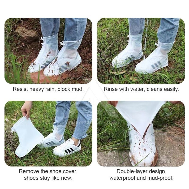 【𝗔𝗦𝗛】Rain Shoe Cover Zipper Anti-Slip Waterproof Reusable Washable Travel Kasut Kalis Air 防水鞋套