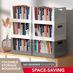 【𝗔𝗦𝗛】FOLDABLE Storage Bookshelf Desktop Book Storage Basket Folding Organizer with Wheels Multi-purpose Storage Box折叠收纳筐