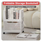 【𝗔𝗦𝗛】FOLDABLE Storage Bookshelf Desktop Book Storage Basket Folding Organizer with Wheels Multi-purpose Storage Box折叠收纳筐