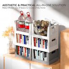 【𝗔𝗦𝗛】FOLDABLE Storage Bookshelf Desktop Book Storage Basket Folding Organizer with Wheels Multi-purpose Storage Box折叠收纳筐