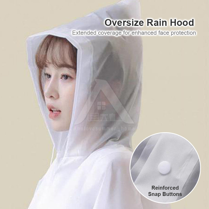 【𝗔𝗦𝗛】EVA Thick Waterproof RainCoat Outdoor Travel Rainwear Reusable Rain Coat Hoodie Poncho Baju Hujan