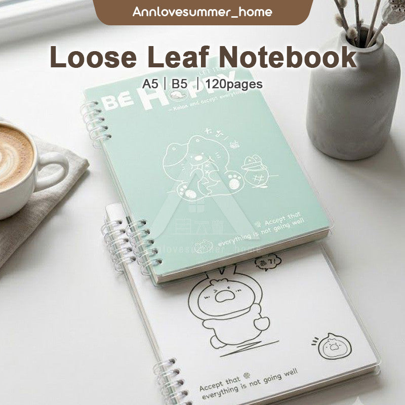 【𝗔𝗦𝗛】A5/B5 Cartoon Loose-leaf Notebook, 60 Sheets Lined Coil Notebook, Multi-functional Planner Diary Notebook 活页本