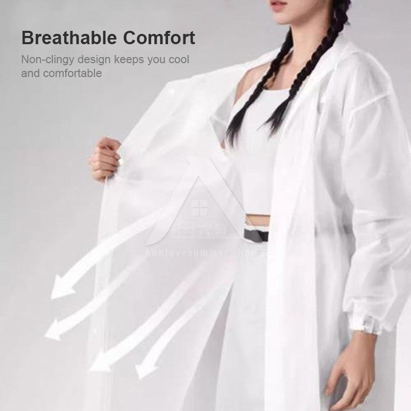 【𝗔𝗦𝗛】EVA Thick Waterproof RainCoat Outdoor Travel Rainwear Reusable Rain Coat Hoodie Poncho Baju Hujan