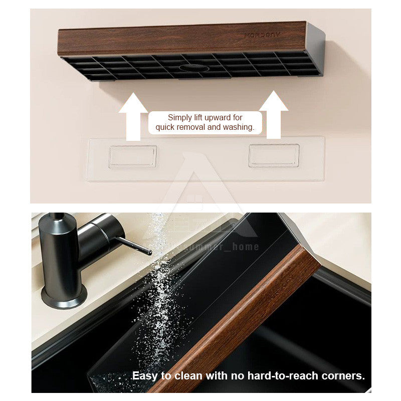 【𝗔𝗦𝗛】Walnut Bathroom Rack Shelf | Wood Wall Shelf Shampoo Storage | No Drill Punch Free Anti Rust