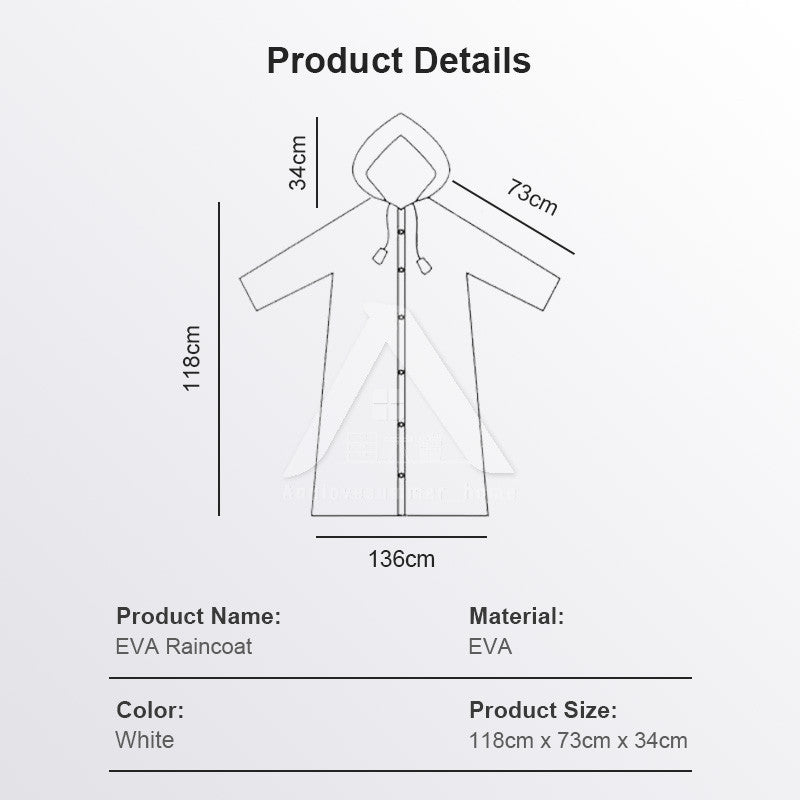 【𝗔𝗦𝗛】EVA Thick Waterproof RainCoat Outdoor Travel Rainwear Reusable Rain Coat Hoodie Poncho Baju Hujan