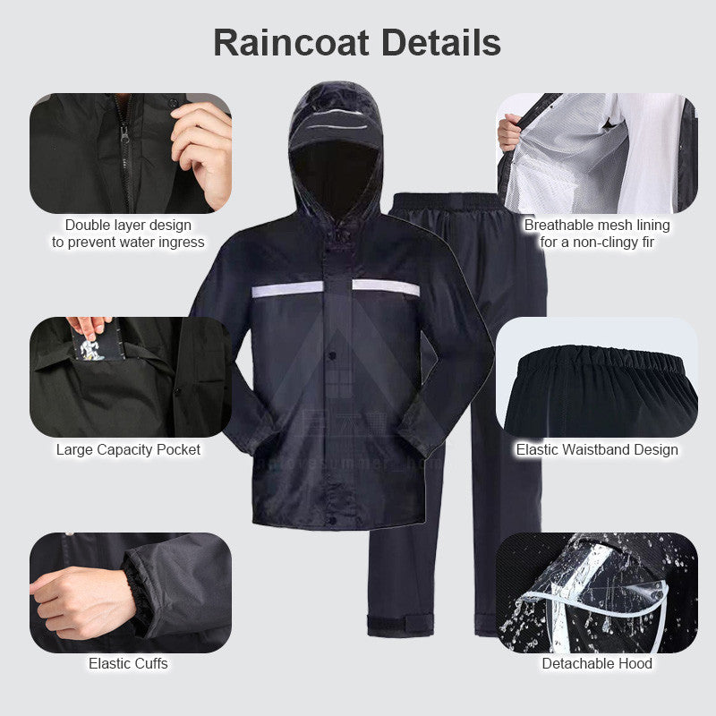【𝗔𝗦𝗛】Motorcycle Raincoat Set Waterproof Baju Hujan Motor Bicycle Outdoor Motorbike Rainsuit