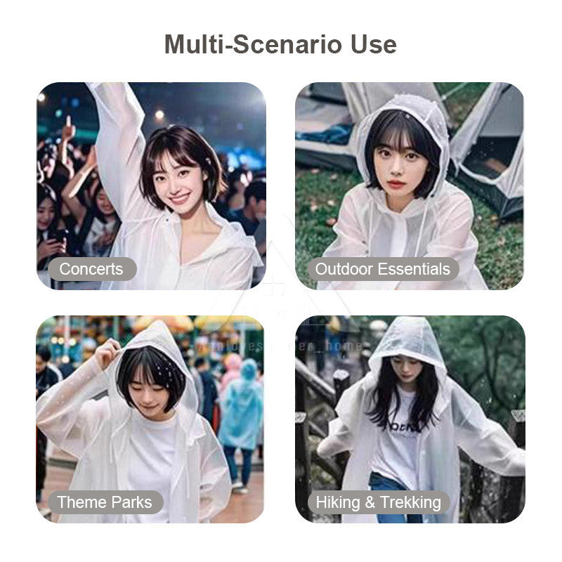 【𝗔𝗦𝗛】EVA Thick Waterproof RainCoat Outdoor Travel Rainwear Reusable Rain Coat Hoodie Poncho Baju Hujan