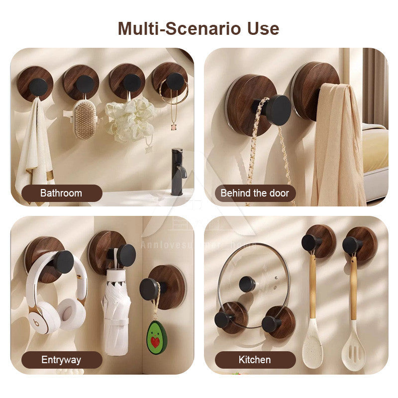 【𝗔𝗦𝗛】Hook Wall Multifunctional Suction Cup Hook Hanger Water Proof No Drill Wood Hook Bedroom