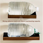 【𝗔𝗦𝗛】Walnut Bathroom Rack Shelf | Wood Wall Shelf Shampoo Storage | No Drill Punch Free Anti Rust