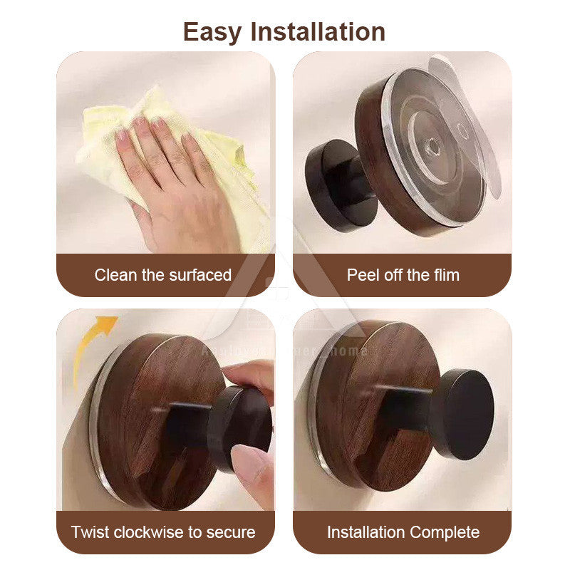 【𝗔𝗦𝗛】Hook Wall Multifunctional Suction Cup Hook Hanger Water Proof No Drill Wood Hook Bedroom