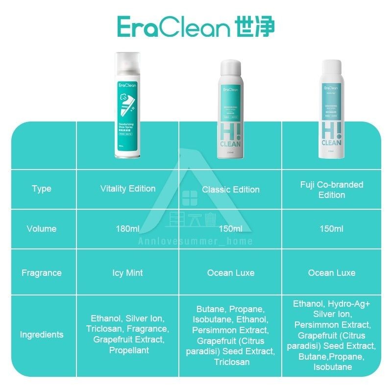 【𝗔𝗦𝗛】100% Authentic Era Clean Shoe Deodorant Spray (BUY 3 FREE 1) 150ml Antibacterial Spray Kasut 鞋子除臭噴霧