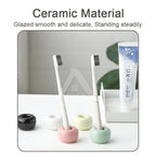 【𝗔𝗦𝗛】(Anti-Mold) Creative Colour Ceramic Toothbrush Stand Wash Set Berus Gigi Storage Organizer 牙刷置物架防霉镂空