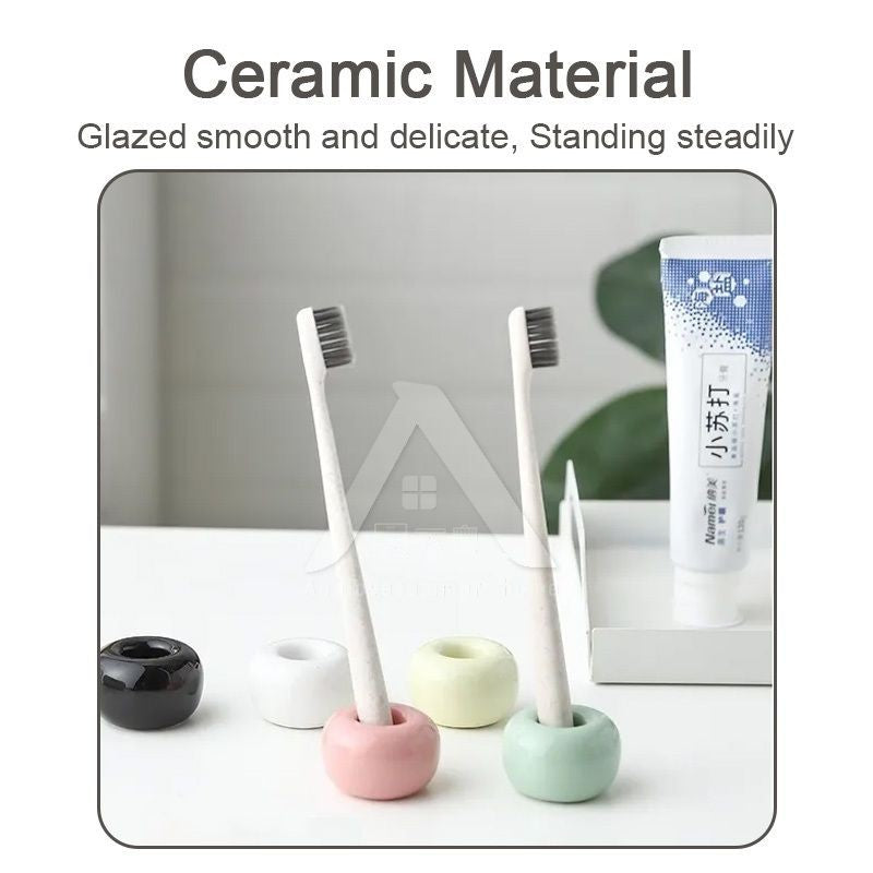 【𝗔𝗦𝗛】(Anti-Mold) Creative Colour Ceramic Toothbrush Stand Wash Set Berus Gigi Storage Organizer 牙刷置物架防霉镂空