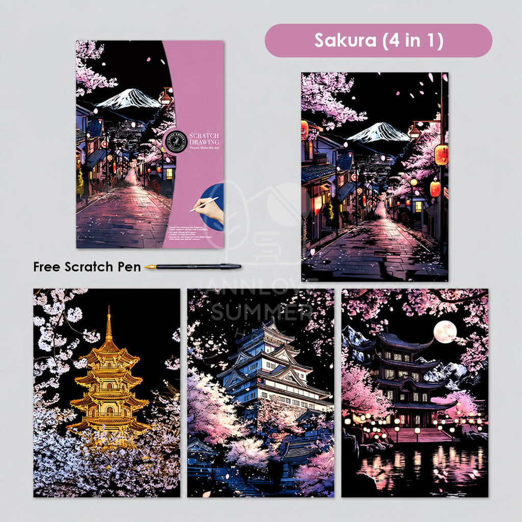A3 Stracth Card + Bookmark City Night View (Premium 4 IN 1 SET )
