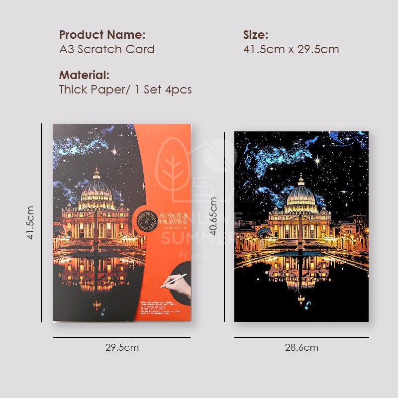 A3 Stracth Card + Bookmark City Night View (Premium 4 IN 1 SET )
