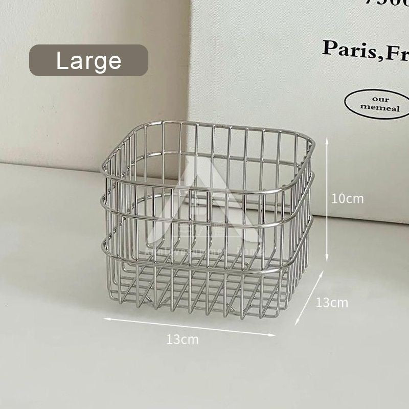 【𝗔𝗦𝗛】Ins Style Household Iron Storage Basket S/L Coffee Liquid Desktop Storage Basket 铁艺收纳筐