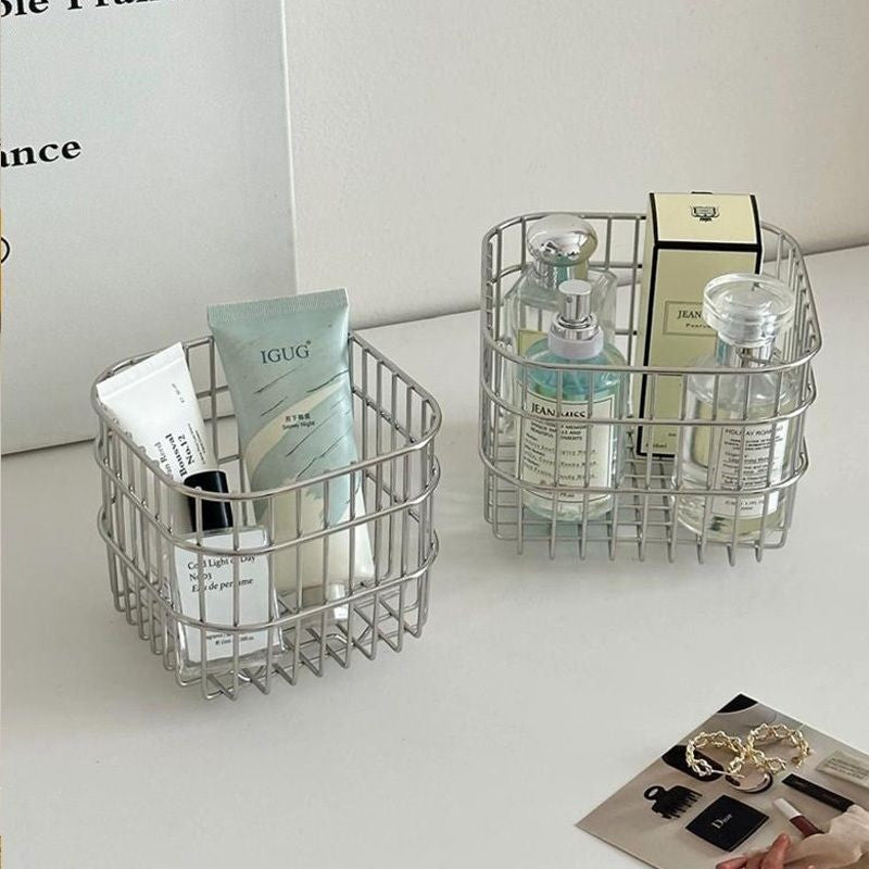 【𝗔𝗦𝗛】Ins Style Household Iron Storage Basket S/L Coffee Liquid Desktop Storage Basket 铁艺收纳筐