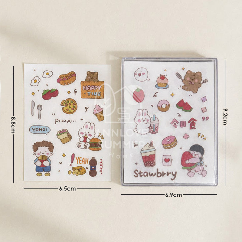 Cute Waterproof PET Stickers (20pcs/Set, 4 Designs)