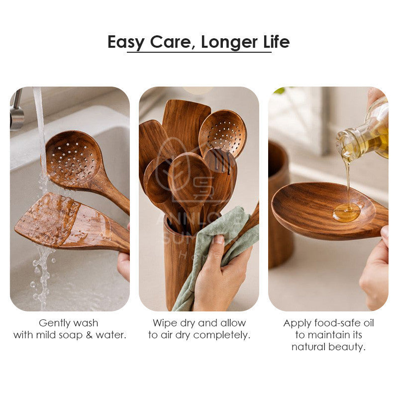 6pcs Wooden Kitchen Untensils Set
