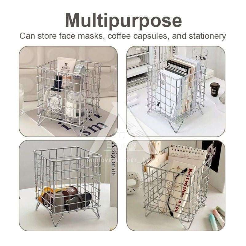 【𝗔𝗦𝗛】Ins Desktop Wrought Iron Storage Basket Coffee Capsule Storage Basket Snack Cosmetic 铁艺收纳筐