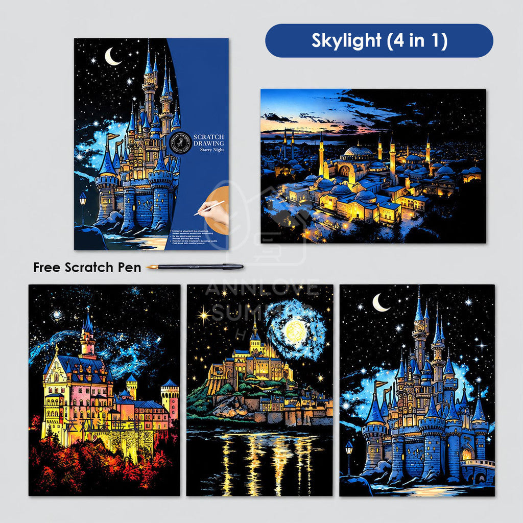 A3 Stracth Card + Bookmark City Night View (Premium 4 IN 1 SET )