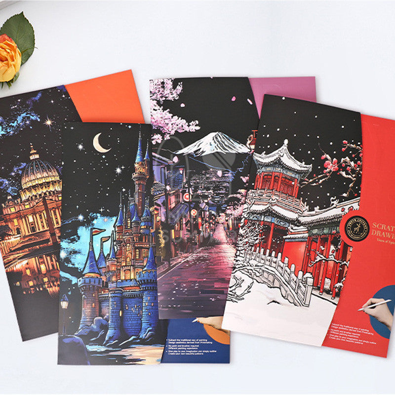 A3 Stracth Card + Bookmark City Night View (Premium 4 IN 1 SET )