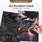 A3 Stracth Card + Bookmark City Night View (Premium 4 IN 1 SET )