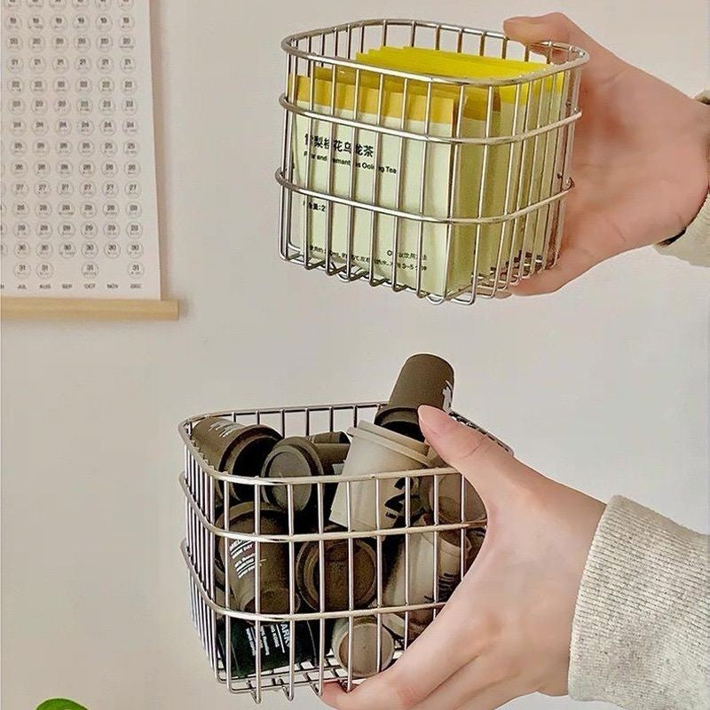 【𝗔𝗦𝗛】Ins Style Household Iron Storage Basket S/L Coffee Liquid Desktop Storage Basket 铁艺收纳筐