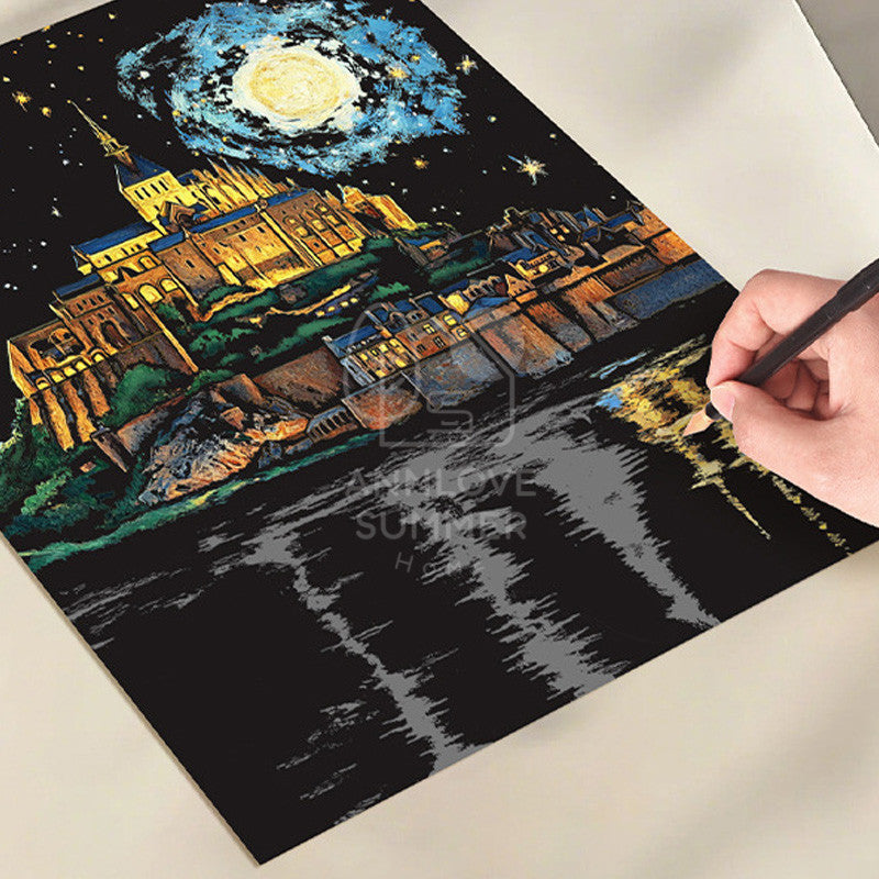 A3 Stracth Card + Bookmark City Night View (Premium 4 IN 1 SET )