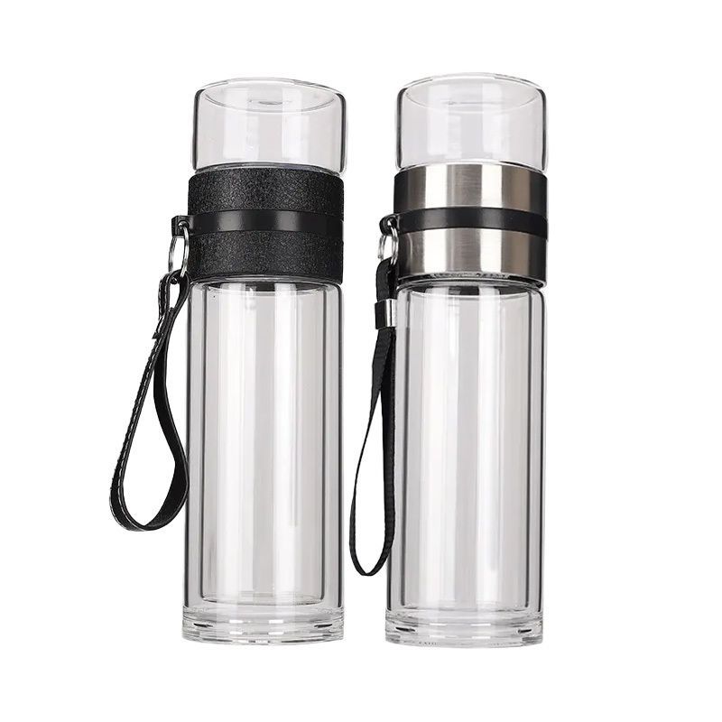 【𝗔𝗦𝗛】[Twin Pack] Tempered Glass Water Bottle Tea Filter Heat Resistant Tumbler Separation Infuser 茶水分离杯