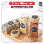 【𝗔𝗦𝗛】Bamboo Lid Seasoning Glass Jar Premium Home Spice Dried Food Storage Transparent 竹盖玻璃罐
