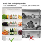 【𝗔𝗦𝗛】Full Transparent Food Storage Box Organizer With Lids Stackable Fridge Organizer with Handles Countertop