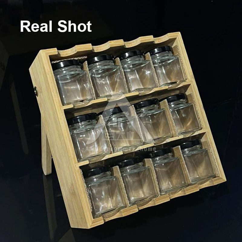 【𝗔𝗦𝗛】Bamboo Spice Rack (Full set included 12 bottles) Organizer Spice Rack 12格调料收纳架