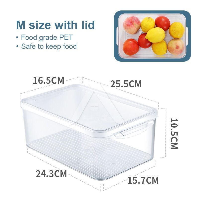 【𝗔𝗦𝗛】Full Transparent Food Storage Box Organizer With Lids Stackable Fridge Organizer with Handles Countertop