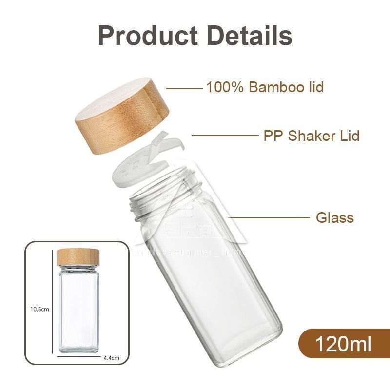 【𝗔𝗦𝗛】Bamboo Lid Seasoning Glass Jar Premium Home Spice Dried Food Storage Transparent 竹盖玻璃罐