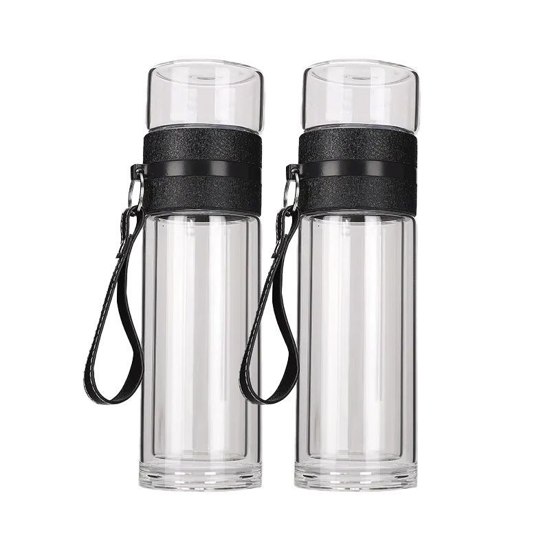 【𝗔𝗦𝗛】[Twin Pack] Tempered Glass Water Bottle Tea Filter Heat Resistant Tumbler Separation Infuser 茶水分离杯
