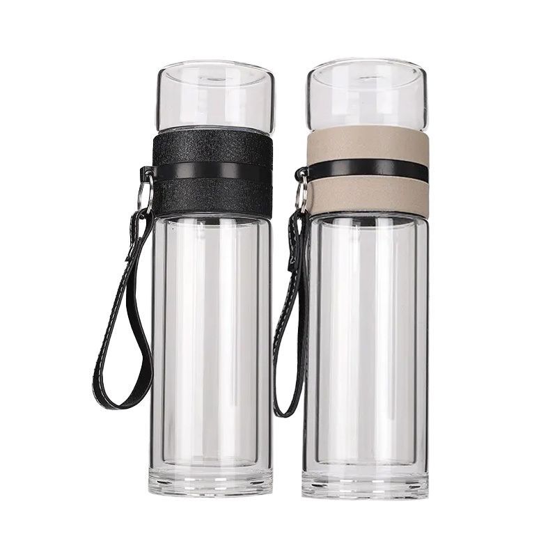 【𝗔𝗦𝗛】[Twin Pack] Tempered Glass Water Bottle Tea Filter Heat Resistant Tumbler Separation Infuser 茶水分离杯