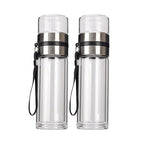 【𝗔𝗦𝗛】[Twin Pack] Tempered Glass Water Bottle Tea Filter Heat Resistant Tumbler Separation Infuser 茶水分离杯