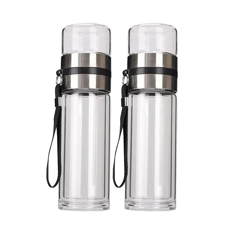 【𝗔𝗦𝗛】[Twin Pack] Tempered Glass Water Bottle Tea Filter Heat Resistant Tumbler Separation Infuser 茶水分离杯