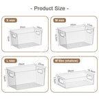 【𝗔𝗦𝗛】Full Transparent Food Storage Box Organizer With Lids Stackable Fridge Organizer with Handles Countertop