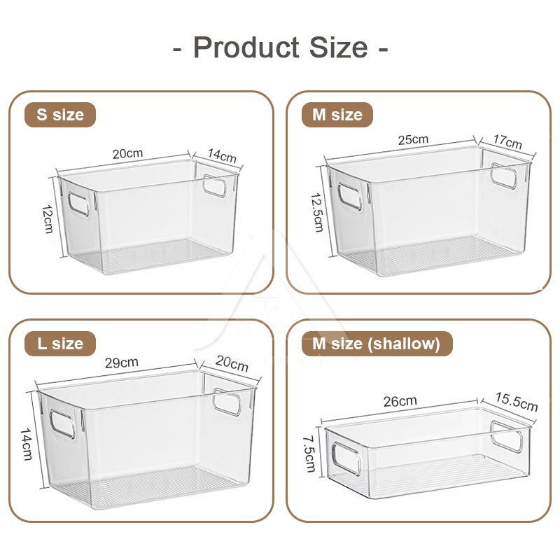 【𝗔𝗦𝗛】Full Transparent Food Storage Box Organizer With Lids Stackable Fridge Organizer with Handles Countertop