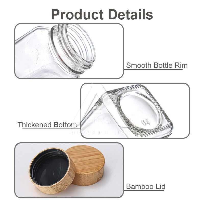 【𝗔𝗦𝗛】Bamboo Lid Seasoning Glass Jar Premium Home Spice Dried Food Storage Transparent 竹盖玻璃罐
